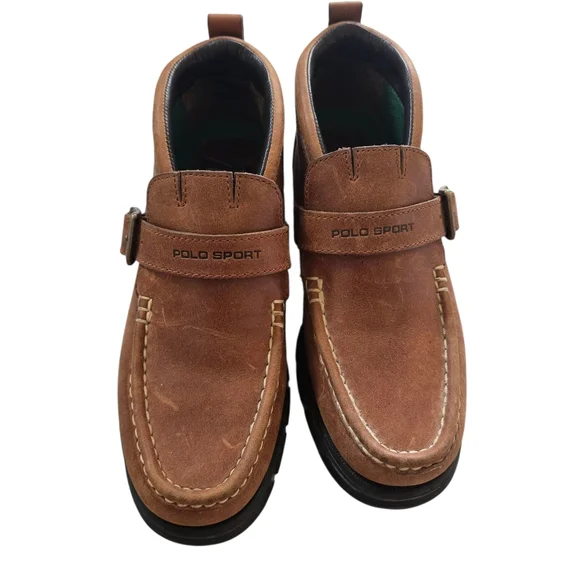 Vintage Women's Polo Ralph Lauren Sport Brown Leather Slip On Boots Size 8B - Picture 2 of 6